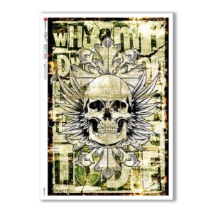 SKULL-0014. Carta di riso teschi per decoupage.