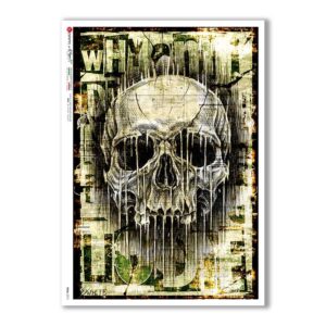 SKULL-0015. Carta di riso teschi per decoupage.