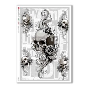 SKULL-0018. Carta di riso teschi per decoupage.