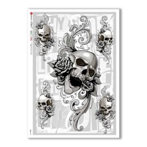 SKULL-0019. Carta di riso teschi per decoupage.