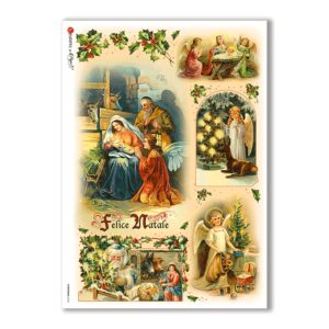 CHRISTMAS-0224. Carta di riso vittoriana Natale per decoupage.