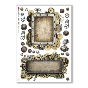 TIME-0025. Carta di riso orologi per decoupage.