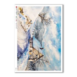 VIEWS-0165. Carta di Riso paesaggi per decoupage