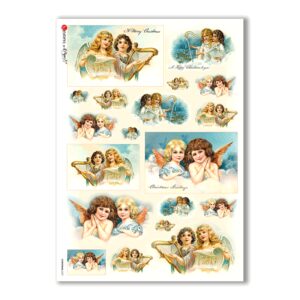 CHRISTMAS-0227. Carta di riso vittoriana Natale per decoupage.