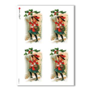 CHRISTMAS-0229. Carta di riso vittoriana Natale per decoupage.