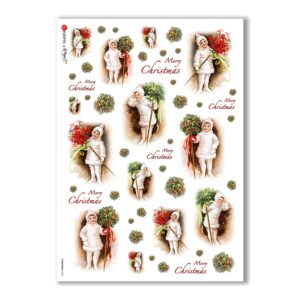 CHRISTMAS-0230. Carta di riso vittoriana Natale per decoupage.