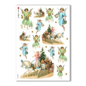 CHRISTMAS-0228. Carta di riso vittoriana Natale per decoupage.