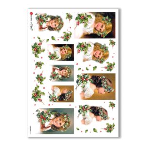 CHRISTMAS-0231. Carta di riso vittoriana Natale per decoupage.