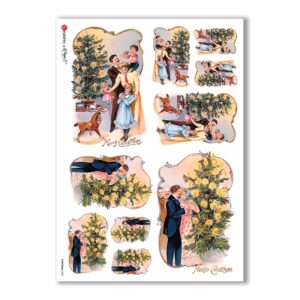 CHRISTMAS-0232. Carta di riso vittoriana Natale per decoupage.