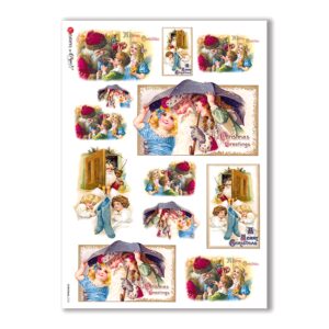 CHRISTMAS-0235. Carta di riso vittoriana Natale per decoupage.