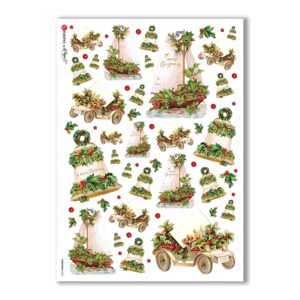CHRISTMAS-0236. Carta di riso vittoriana Natale per decoupage.
