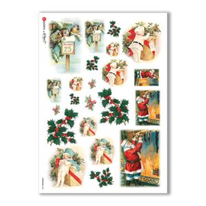CHRISTMAS-0245. Carta di riso vittoriana Natale per decoupage.