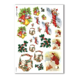 CHRISTMAS-0246. Carta di riso vittoriana Natale per decoupage.