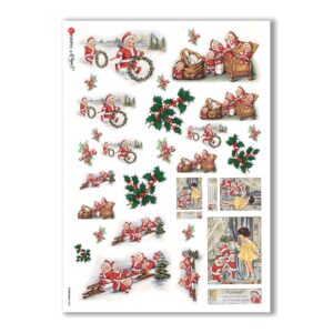 CHRISTMAS-0247. Carta di riso vittoriana Natale per decoupage.