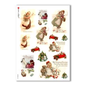 CHRISTMAS-0249. Carta di riso vittoriana Natale per decoupage.