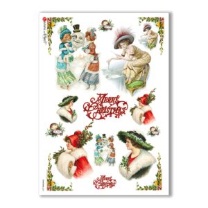 CHRISTMAS-0251. Carta di riso vittoriana Natale per decoupage.