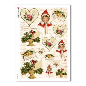 CHRISTMAS-0252. Carta di riso vittoriana Natale per decoupage.