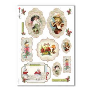 CHRISTMAS-0253. Carta di riso vittoriana Natale per decoupage.