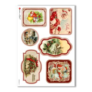 CHRISTMAS-0254. Carta di riso vittoriana Natale per decoupage.
