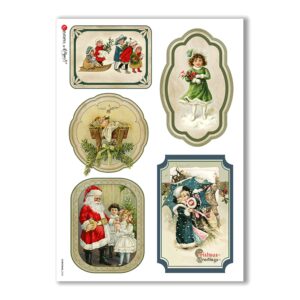 CHRISTMAS-0255. Carta di riso vittoriana Natale per decoupage.