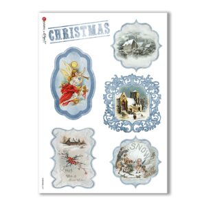 CHRISTMAS-0257. Carta di riso vittoriana Natale per decoupage.