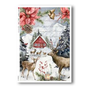 CHRISTMAS-0326. Carta di riso Natale per decoupage.