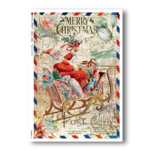 CHRISTMAS-0331. Carta di riso vittoriana Natale per decoupage.