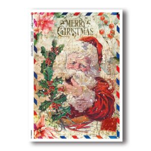 CHRISTMAS-0334. Carta di riso vittoriana Natale per decoupage.