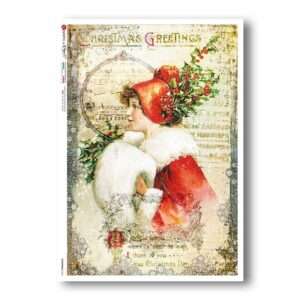 CHRISTMAS-0336. Carta di riso vittoriana Natale per decoupage.
