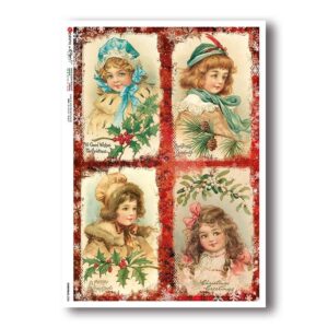CHRISTMAS-0338. Carta di riso vittoriana Natale per decoupage.