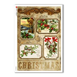CHRISTMAS-0259. Carta di riso vittoriana Natale per decoupage.