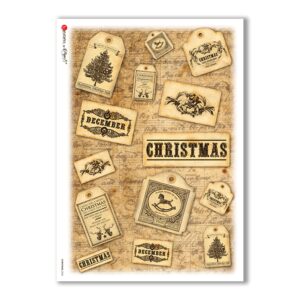 CHRISTMAS-0260. Carta di riso vittoriana Natale per decoupage.