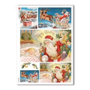 CHRISTMAS-0264. Carta di riso vittoriana Natale per decoupage.