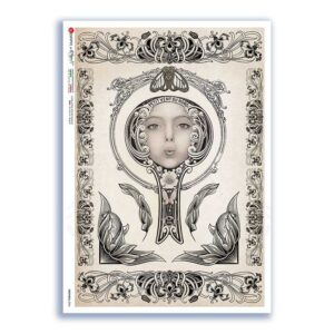 NOUVEAU-0026. Carta di riso art nouveau per decoupage.