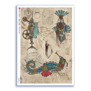 OLD OBJECTS-0027. Carta di riso oggetti vintage per decoupage.