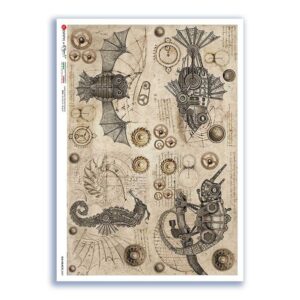 OLD OBJECTS-0029. Carta di riso oggetti vintage per decoupage.