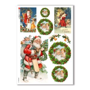 CHRISTMAS-0267. Carta di riso vittoriana Natale per decoupage.