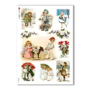 CHRISTMAS-0269. Carta di riso vittoriana Natale per decoupage.