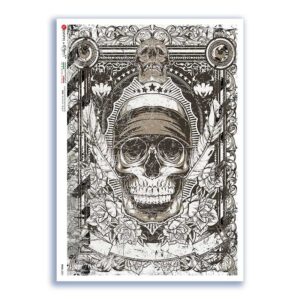 SKULL-0021. Carta di riso teschi per decoupage.