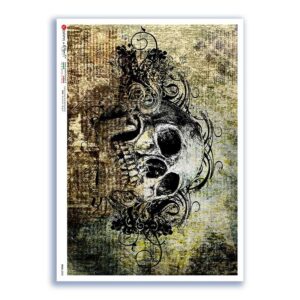 SKULL-0022. Carta di riso teschi per decoupage.
