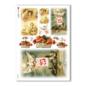 CHRISTMAS-0270. Carta di riso vittoriana Natale per decoupage.