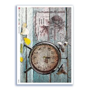 TIME-0029. Carta di riso orologi per decoupage.