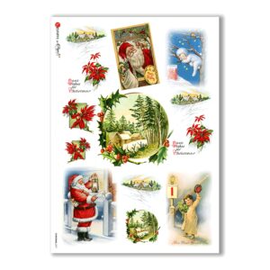 CHRISTMAS-0271. Carta di riso vittoriana Natale per decoupage.