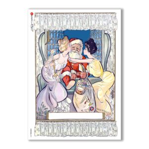 CHRISTMAS-0274. Carta di riso vittoriana Natale per decoupage.