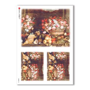 FLOWERS-0006. Carta di riso vittoriana fiori per decoupage.