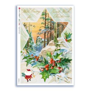 CHRISTMAS-0346. Carta di riso vittoriana Natale per decoupage.