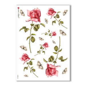 FLOWERS-0007. Carta di riso vittoriana fiori per decoupage.