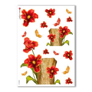 FLOWERS-0008. Carta di riso fiori per decoupage.