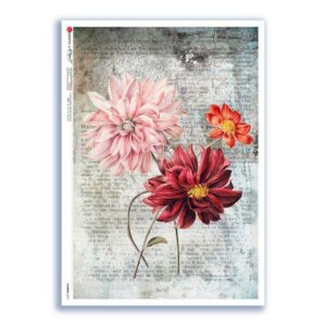 FLOWERS-0375. Carta di riso fiori per decoupage.