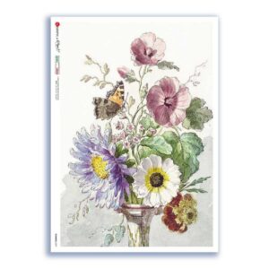 FLOWERS-0379. Carta di riso fiori per decoupage.
